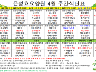 26.04.13 ~ 26.04.19 주간식단표